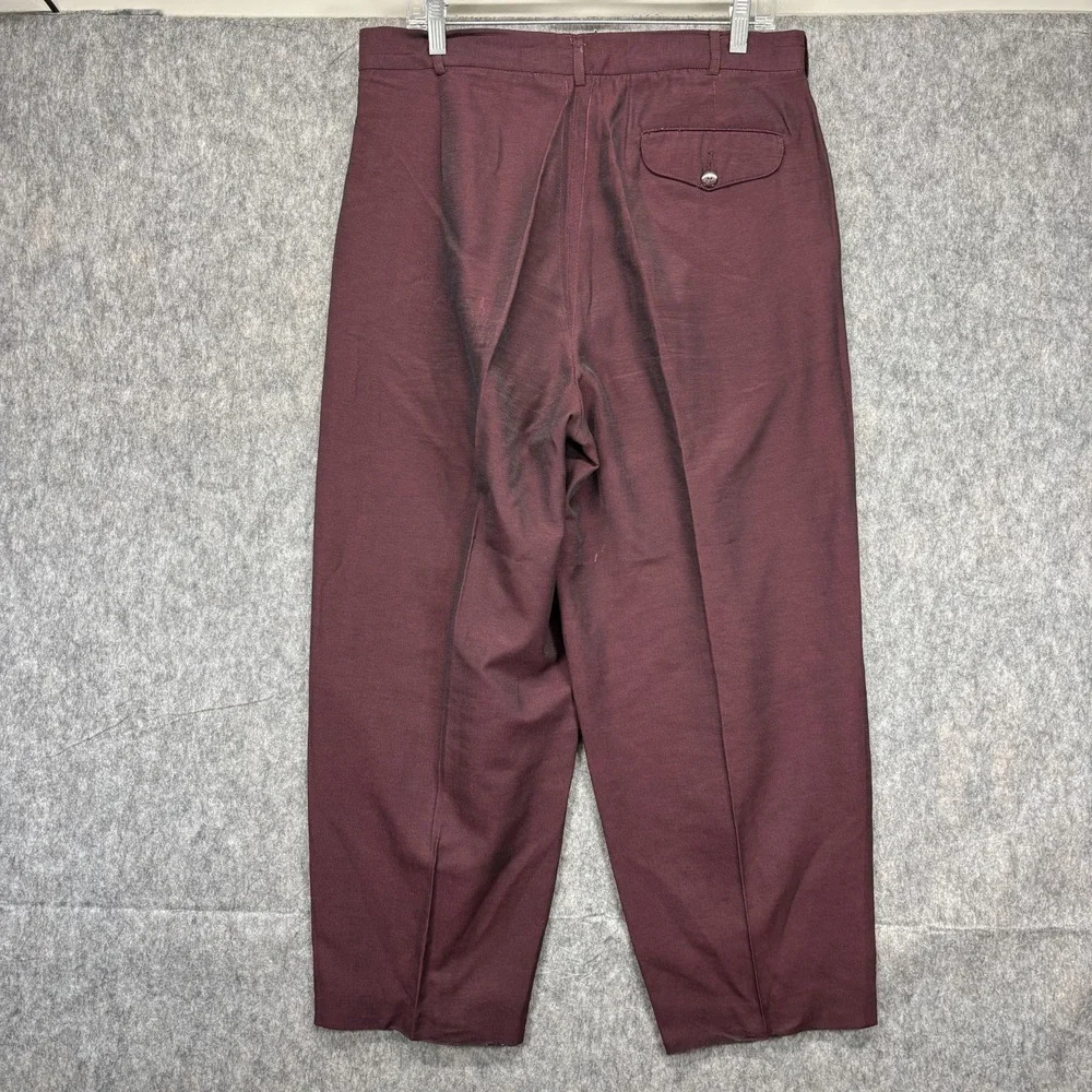 True Vintage Policy Designs Trouser Pants Rayon Maroon Men's 34x26 Balloon 60s